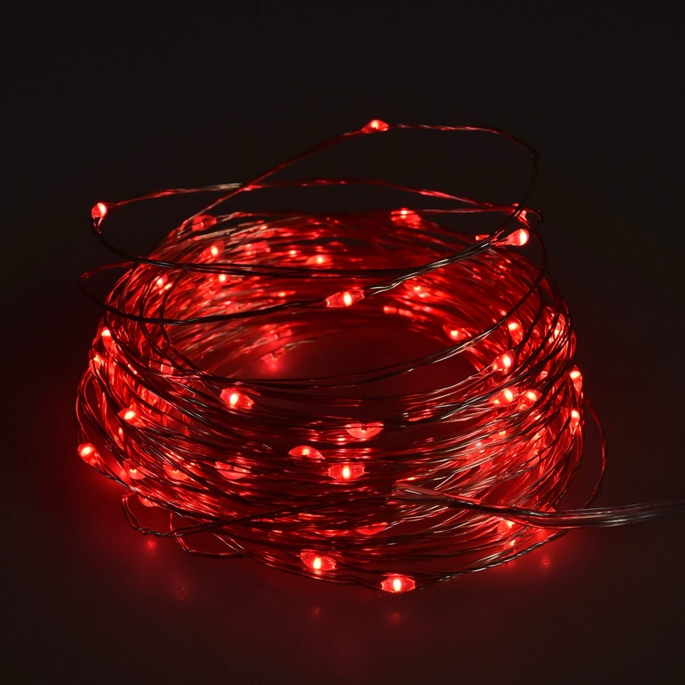 2 Pack Red LED String Lights with Remote 33’ - Picture 2 of 6